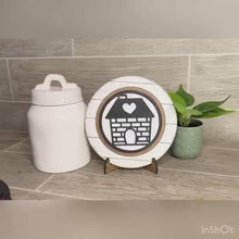 Load and play video in Gallery viewer, Simple Shapes Round Interchangeable Leaning Sign File, Glowforge, LuckyHeartDesignsCo