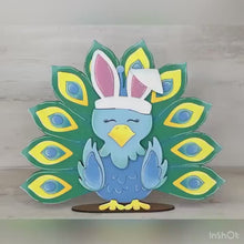 Load and play video in Gallery viewer, Peacock Animal Hats Interchangeable MINI File SVG, Seasonal Leaning sign, Holiday, Tiered Tray Glowforge, LuckyHeartDesignsCo