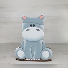 Load and play video in Gallery viewer, Hippo Animal Hats Interchangeable MINI File SVG, Seasonal Leaaning sign, Holiday, Hippopotamus, Tiered Tray Glowforge, LuckyHeartDesignsCo