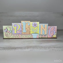 Load and play video in Gallery viewer, Spring Has Sprung Fun In The Sun Standing Reversible Blocks File SVG, Tiered Tray Glowforge, LuckyHeartDesignsCo

