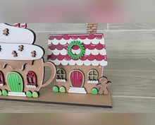 Load and play video in Gallery viewer, Gingerbread Standing Houses File SVG, Glowforge, Santa Village, Hot Cocoa, LuckyHeartDesignsCO