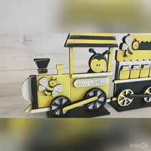 Load and play video in Gallery viewer, Bee Standing Train File SVG, Daisy, Honey, Bumble, Honey Pot, Tiered Tray Glowforge, LuckyHeartDesignsCo