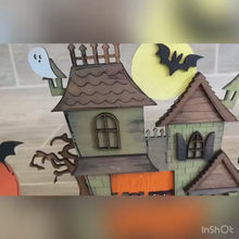 Load and play video in Gallery viewer, MINI Halloween Interchangeable Leaning Sign File SVG, Pumpkin,  Tiered Tray Glowforge, LuckyHeartDesignsCo