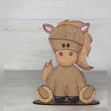 Load and play video in Gallery viewer, Horse Animal Hats Interchangeable Hats MINI File SVG, Seasonal Leaning sign, Holiday, Farm Tiered Tray Glowforge, LuckyHeartDesignsCo