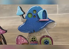 Load and play video in Gallery viewer, Standing Mushroom Houses Set Gnome File SVG, Fall Glowforge, Fairy Village, LuckyHeartDesignsCo