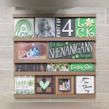 Load and play video in Gallery viewer, Wall Collage Slide In Interchangeable Sign File SVG, Leaning Sign Glowforge, LuckyHeartDesignsCo