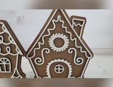 Load and play video in Gallery viewer, Gingerbread Simple Standing House Christmas File SVG, Glowforge, Santa Village, LuckyHeartDesignsCO