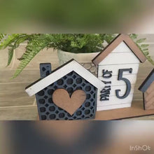 Load and play video in Gallery viewer, Party Of Family Home Standing Houses Centerpiece File SVG, Mantle Decor Glowforge, LuckyHeartDesignsCo