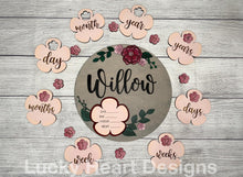 Load image into Gallery viewer, Floral Milestone Sign, SVG FILE glowforge flowers
