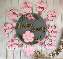 Load image into Gallery viewer, Floral Milestone Sign, SVG FILE glowforge flowers