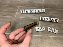 Load image into Gallery viewer, Mini Scrabble Tiles for Tiered Trays file SVG, digital download for Glowforge, alphabet file