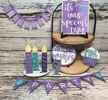 Load image into Gallery viewer, Birthday Tiered Tray file SVG, Glowforge, Celebrate Candles, Lucky Heart Designs
