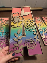 Load image into Gallery viewer, Mila Floral Alphabet File SVG, Flower Name Sign, LuckyHeartDesignsCo