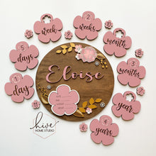 Load image into Gallery viewer, Floral Milestone Sign, SVG FILE glowforge flowers