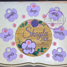 Load image into Gallery viewer, Floral Milestone Sign, SVG FILE glowforge flowers