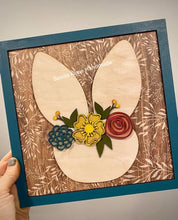 Load image into Gallery viewer, Floral Bunny Easter Spring Sign File SVG, Glowforge, Door Hanger Sign, LuckyHeartDesignsCo