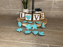 Load image into Gallery viewer, Interchangeable HOME & LOVE Tiered Tray Blocks File SVG, Glowforge Thier Tray