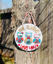 Load image into Gallery viewer, Valentines Owl Round Craft Kit FILE SVG, Glowforge door hanger