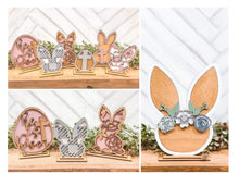 Load image into Gallery viewer, Standing Easter Bunny Egg File SVG, Glowforge He is Risen floral