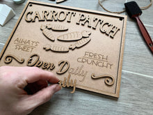 Load image into Gallery viewer, Carrot Patch Easter Sign DIY Kit File SVG, Glowforge decor