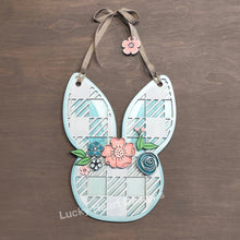 Load image into Gallery viewer, Bunny Easter Door Hanger File VSG, Glowforge Plaid