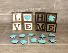 Load image into Gallery viewer, Interchangeable HOME & LOVE Tiered Tray Blocks File SVG, Glowforge Thier Tray