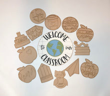 Load image into Gallery viewer, Interchangeable School Sign, SVG FILE glowforge door hanger