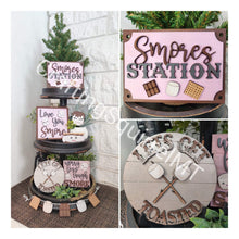 Load image into Gallery viewer, S'mores Tiered Tray File SVG, Glowforge Camping Tier Tray