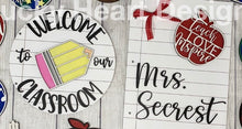Load image into Gallery viewer, Interchangeable School Sign, SVG FILE glowforge door hanger