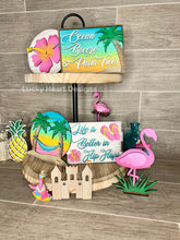 Load image into Gallery viewer, Tropical Tiered Tray File SVG Glowforge Flamingo Island Tier Tray, Lucky Heart Designs