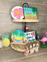 Load image into Gallery viewer, Tropical Tiered Tray File SVG Glowforge Flamingo Island Tier Tray, Lucky Heart Designs