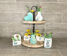 Load image into Gallery viewer, Tiered Tray Vases File SVG, Glowforge Laser File, Tier Tray, Floral Mothers Day Craft, LuckyHeartDesignsCo