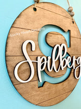 Load image into Gallery viewer, Name Initial Round Door Hanger File SVG, Glowforge Laser, Shiplap Sign, LuckyHeartDesignsCo