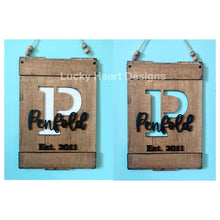 Load image into Gallery viewer, Name Initial Rectangular Door Hanger Sign File SVG, Glowforge Laser, LuckyHeartDesignsCo