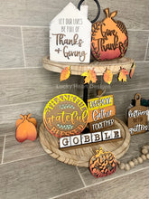 Load image into Gallery viewer, Thanksgiving Tiered Tray File SVG, Glowforge Laser, Thankful Fall Tier Tray, LuckyHeartDesignsCo