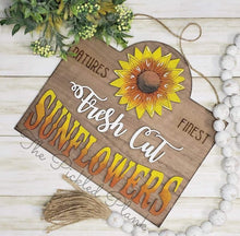 Load image into Gallery viewer, Fresh Cut Sunflower Door Hanger Sign File SVG, Glowforge Laser, LuckyHeartDesignsCo