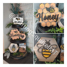 Load image into Gallery viewer, Bee Tiered Tray File SVG, Glowforge, Honey Tier Tray, Lucky Heart Designs