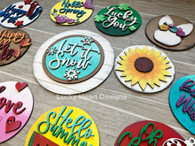Load image into Gallery viewer, Interchangeable Seasonal Shiplap Round for Tiered Trays File SVG, Seasonal Shapes, Glowforge Laser, LuckyHeartDesignsCo