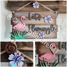 Load image into Gallery viewer, Lets Flamingle Flamingo Door Hanger File SVG, Glowforge Laser, LuckyHeartDesignsCo