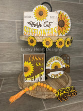 Load image into Gallery viewer, Sunflower Tiered Tray File SVG, Glowforge Tier Tray Floral Flower Summer Fall, Lucky Heart Designs