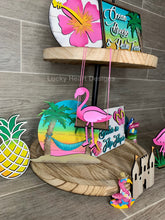 Load image into Gallery viewer, Tropical Tiered Tray File SVG Glowforge Flamingo Island Tier Tray, Lucky Heart Designs