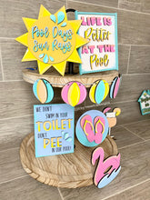 Load image into Gallery viewer, Pool Tiered Tray File SVG, Glowforge Laser, Summer Tier Tray, LuckyHeartDesignsCo