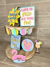 Load image into Gallery viewer, Pool Tiered Tray File SVG, Glowforge Laser, Summer Tier Tray, LuckyHeartDesignsCo