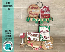 Load image into Gallery viewer, Wine Tiered Tray File SVg, Glowforge tier tray, Lucky Heart Designs