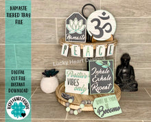 Load image into Gallery viewer, Namaste Tiered Tray File SVG, Glowforge Meditation Buddhist