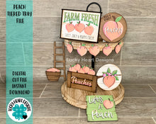 Load image into Gallery viewer, Peach Tiered Tray File SVG, Glowforge Laser, Peaches Fruit Tier Tray, LuckyHeartDesignsCo