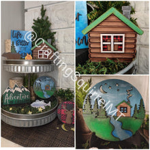 Load image into Gallery viewer, Cabin Tiered Tray File SVG, Glowforge Laser, Camping Tier Tray, LuckyHeartDesignsCo