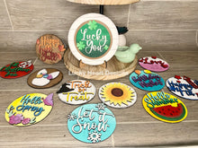 Load image into Gallery viewer, Interchangeable Seasonal Shiplap Round for Tiered Trays File SVG, Seasonal Shapes, Glowforge Laser, LuckyHeartDesignsCo
