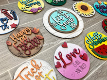 Load image into Gallery viewer, Interchangeable Seasonal Shiplap Round for Tiered Trays File SVG, Seasonal Shapes, Glowforge Laser, LuckyHeartDesignsCo