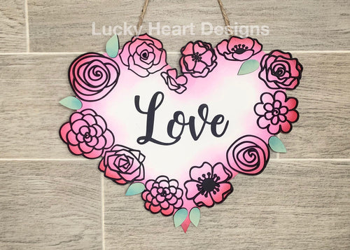 Heart Floral Wreath File SVG, Glowforge, Valentines Decor